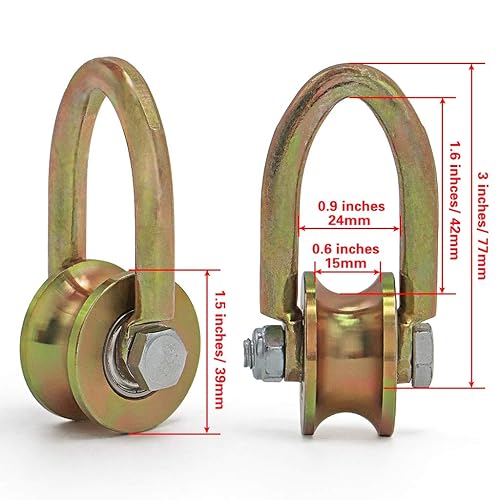 Miniatura 3 de Skelang Rueda de polea de 1.5 pulgadas, rodillo de polea de rodamiento dúplex, rueda de polea tipo U, polea de cuerda de alambre para trabajo de