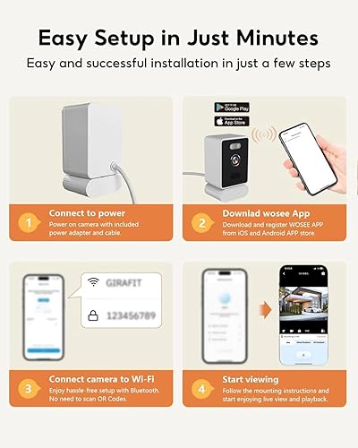 Miniatura 7 de Cámara de ventana de 5MP 2K, 2.4GHz y WiFi Cámaras interiores para seguridad del hogar, cámara para perromascota con adhesivo de montaje, visión