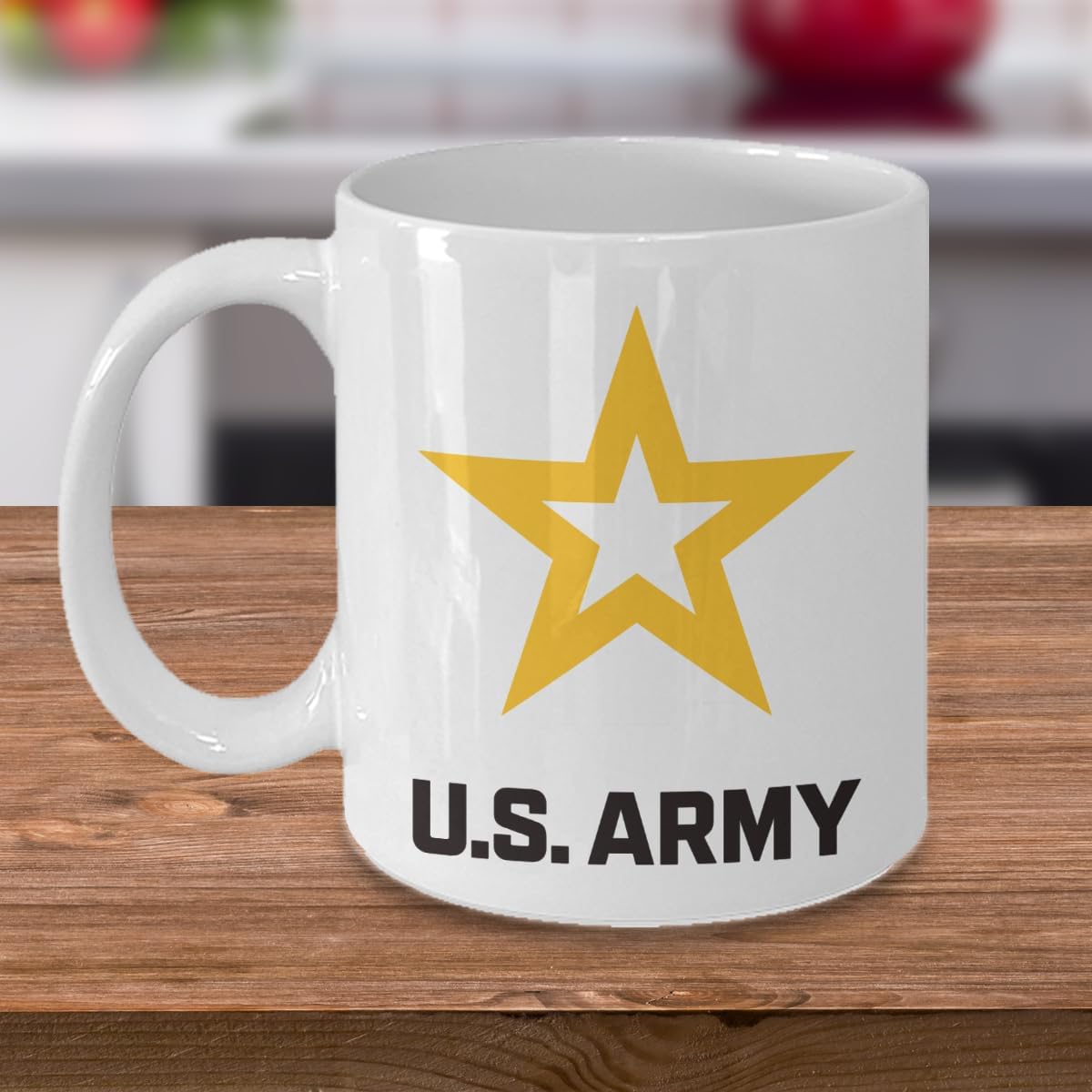 U.S. Army Coffee Mug - Gold Star Logo (White, 15oz)