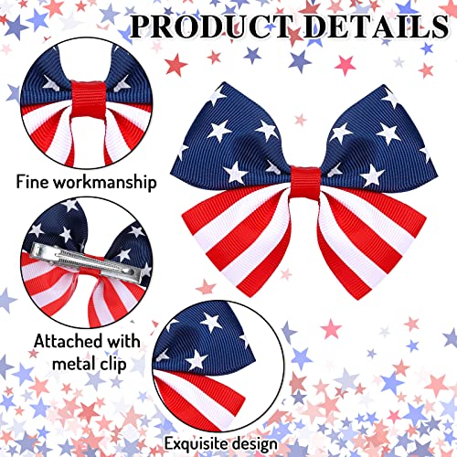 Whaline 6Pcs Patriotic Hair Bow Clips American Flag Hair Barrettes Blue Red White Stars Stripe Hairgrips 4Th Of July Hair Accessories For Independence Day Memorial Day Party Supplies, 3 Designs #TOP2
