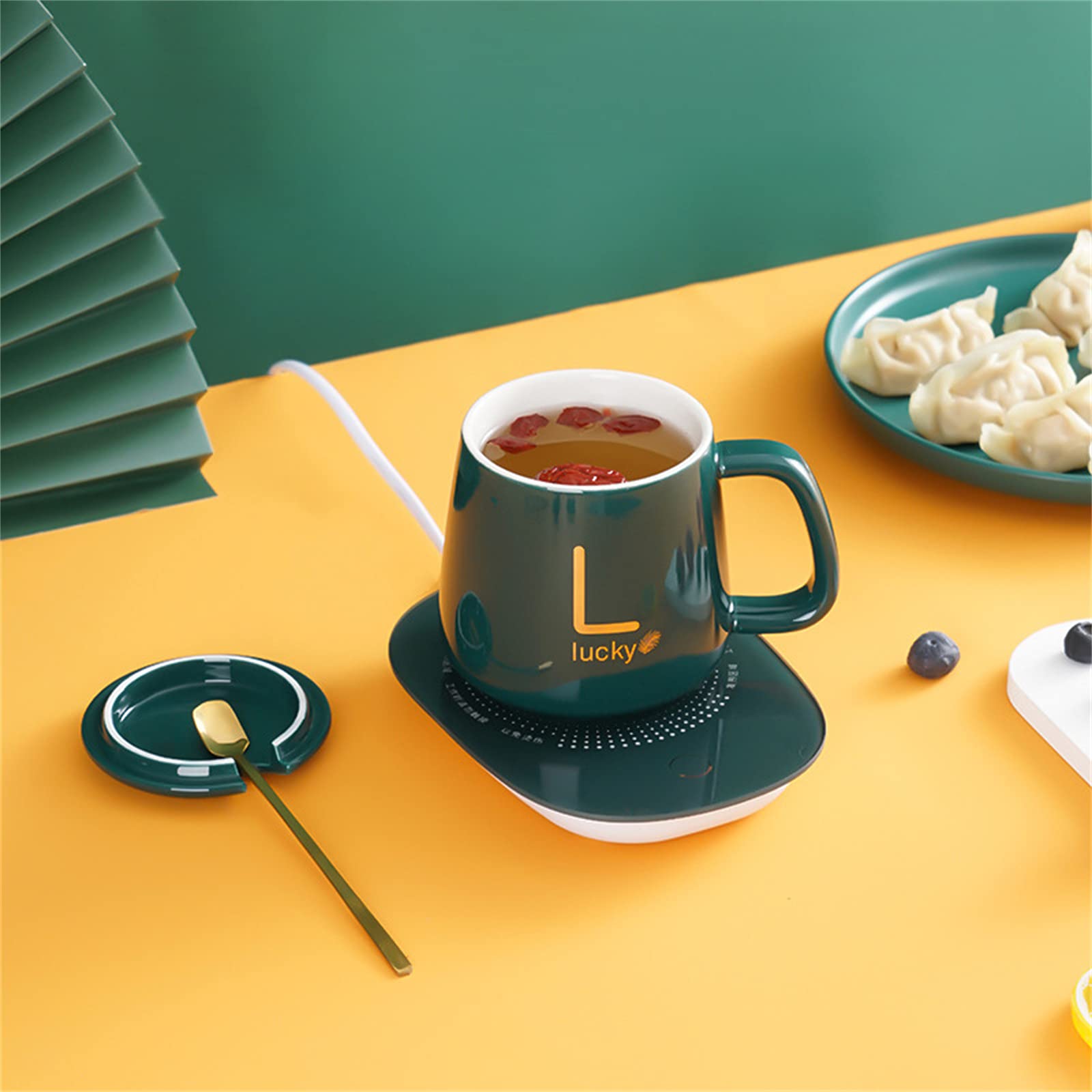 Calentador Eléctrico de Bebidas, Juego de Calentador y Taza de Café, Calentador de Tazas Eléctrico de 131 ℉ / 55 ℃ para Uso en el Hogar y la Oficina