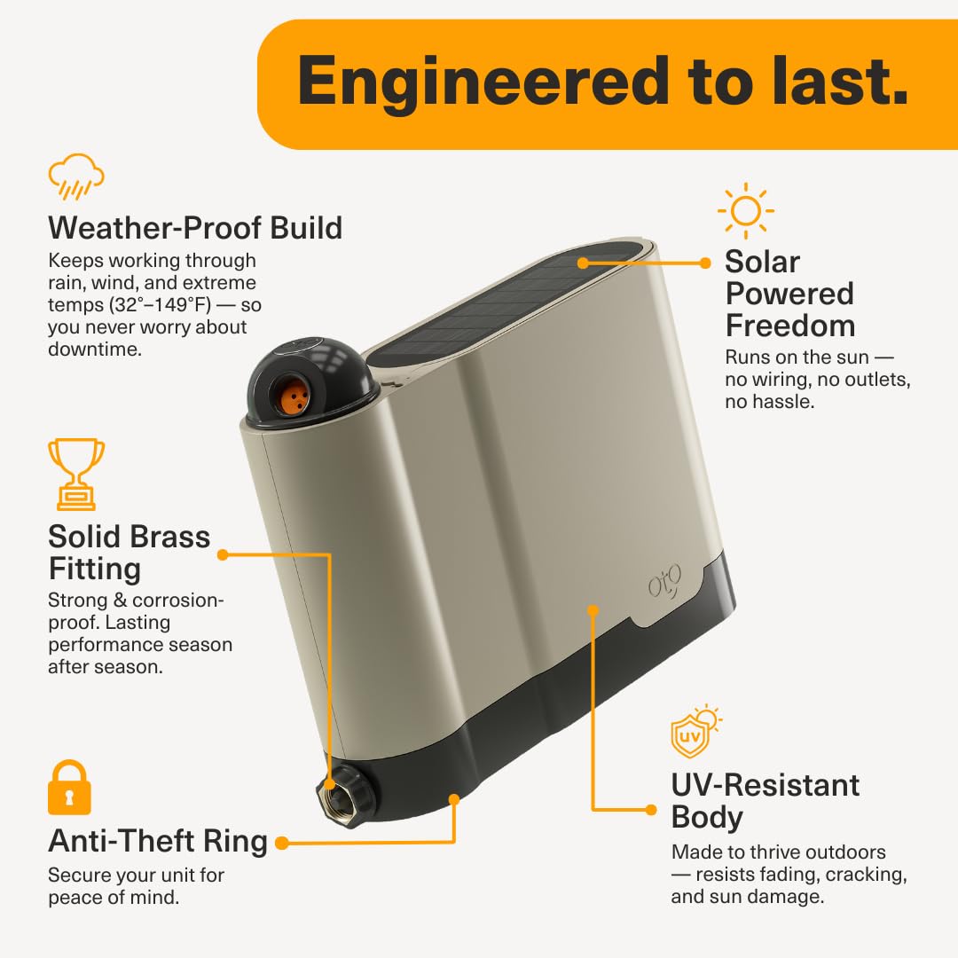 Rain Bird OTO Lawn Smart Irrigatore – irrigazione di precisione controllata da app, alimentazione solare, intelligenza meteorologica, salti pioggia, installazione rapida, copre un sistema di