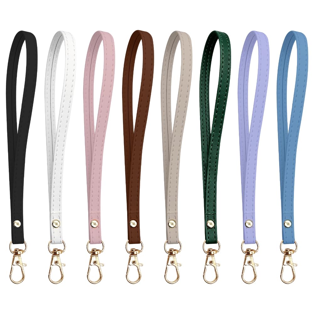 8 Piezas Correa de Muñeca Cordón de la Correa de Muñeca de Piel de Repuesto Bolso de Mano Llavero Portátil de Cuero Bolsas de Mano Accesorio Adecuado Llavero Monedero Bolsa de Bricolaje