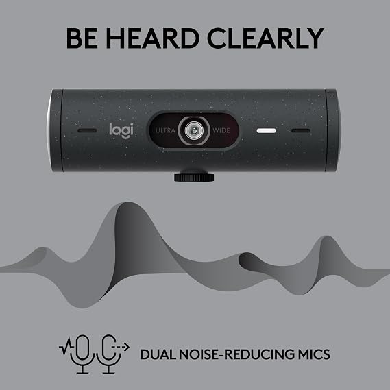 Logitech Brio 505 Full HD 1080p Webcam with auto Light Correction, framing, Dual Noise Reduction mics, Privacy Shutter - Works with Teams, Meet, Zoom, TAA Compliant.