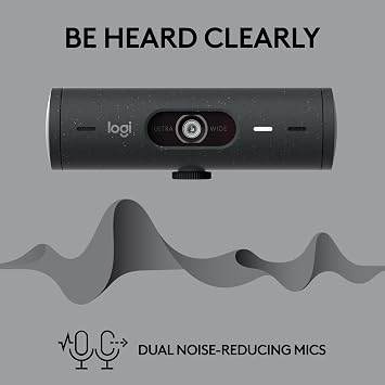 Logitech Brio 505 Full HD 1080p Webcam with auto Light Correction, framing, Dual Noise Reduction mics, Privacy Shutter - Works with Teams, Meet, Zoom, TAA Compliant.