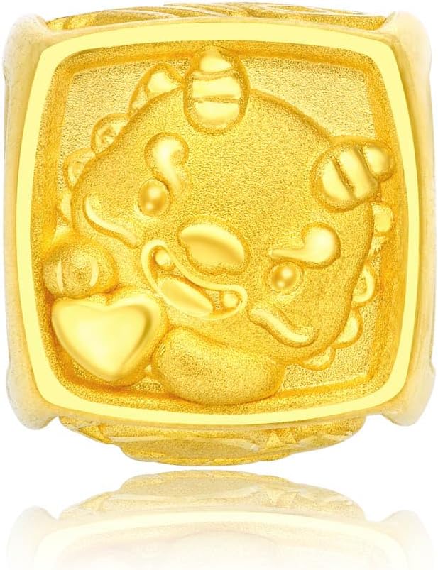 CHOW TAI FOOK 999 Pure 24K Gold Year of Dragon Welcome Luck Square Charm
