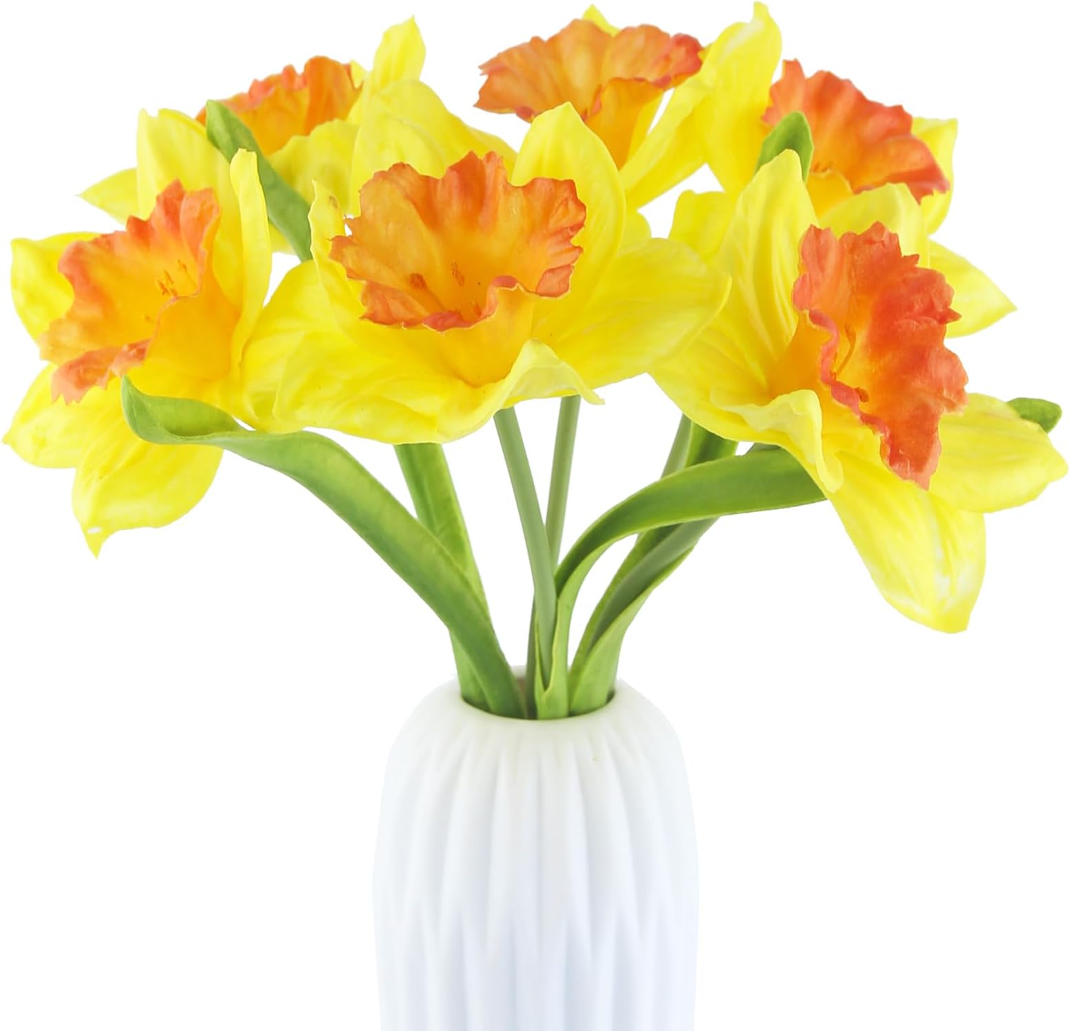 FAICOIA 6 Pcs Artificial Daffodils Flowers Spring Silk Daffodils Artificial Flowers Yellow Narcissus Flowers Fake Silk Flower Arrangement for Home Wedding Decor Indoor Outdoor