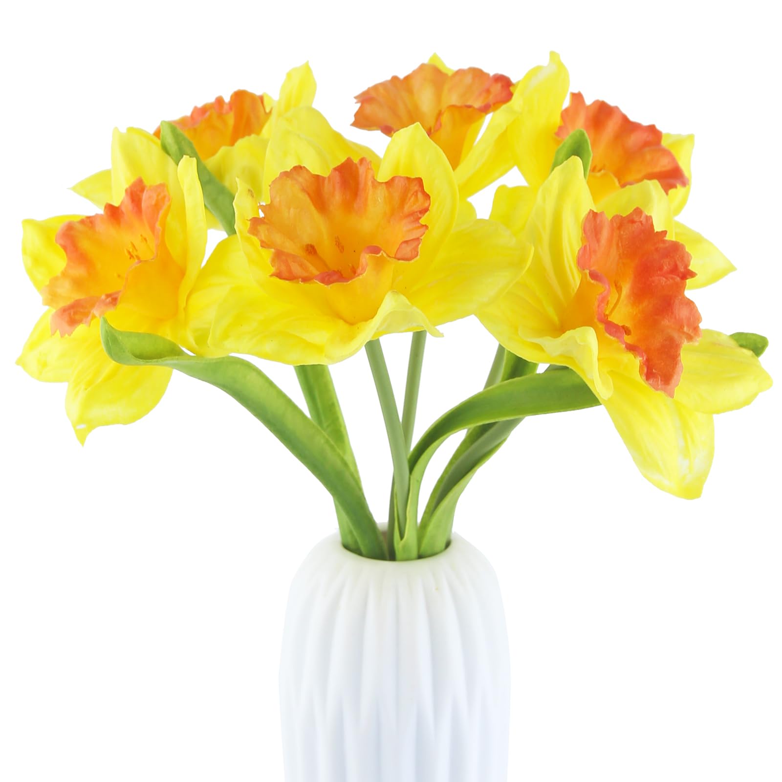 FAICOIA 6 Pcs Artificial Daffodils Flowers Spring Silk Daffodils Artificial Flowers Yellow Narcissus Flowers Fake Silk Flower Arrangement for Home Wedding Decor Indoor Outdoor