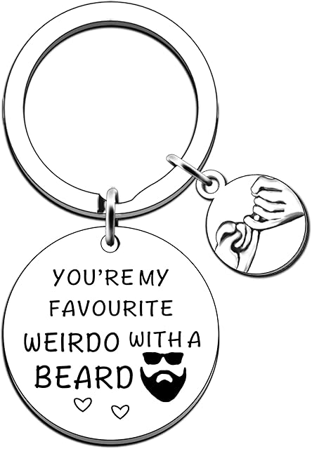 Funny Gifts for Boyfriend Husband Beard Gifts for Men Valentine's Day Anniversary Birthday Gifts for Him You're My Favorite Weirdo Keyring