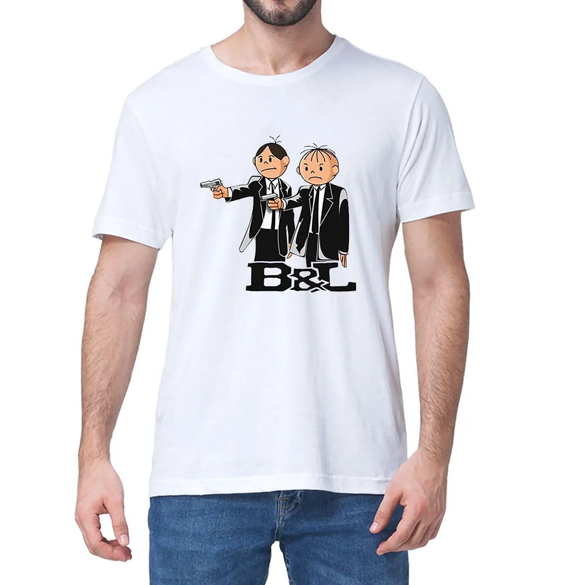 Ouqiao Men's White Unisex-Bolek-I-Lolek-Poland-Koszulka-Smieszna-Polish-S-Novelty-Oversized-T-Shirt-Wo-Casual M