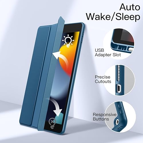 Miniatura 6 de JETech Funda para iPad de 10.2 pulgadas (987 generación, 202120202019) con soporte para lápices, carcasa trasera transparente, soporte delgado, a