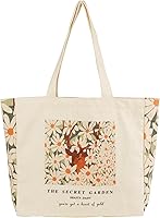 Vista 1 de BROADREAM Bolsa Tote de Lona Estética para Mujeres, Bolsa Tote de Libros Vintage Reutilizable con Bolsillo Interior con Cremallera