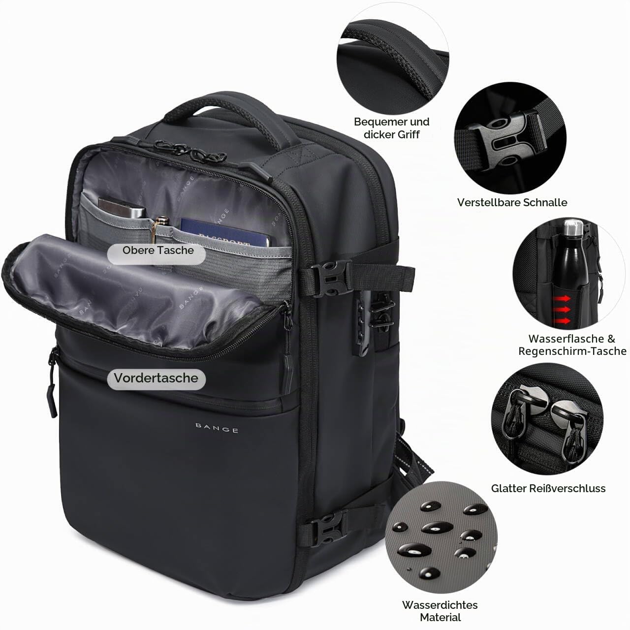 BG FUTURE AESTHETICS Reiserucksack für Männer, wasserdichter, leichter Laptop-Tagesrucksack für Business und Arbeit, Anti-Diebstahl-Rucksack für Männer und Frauen