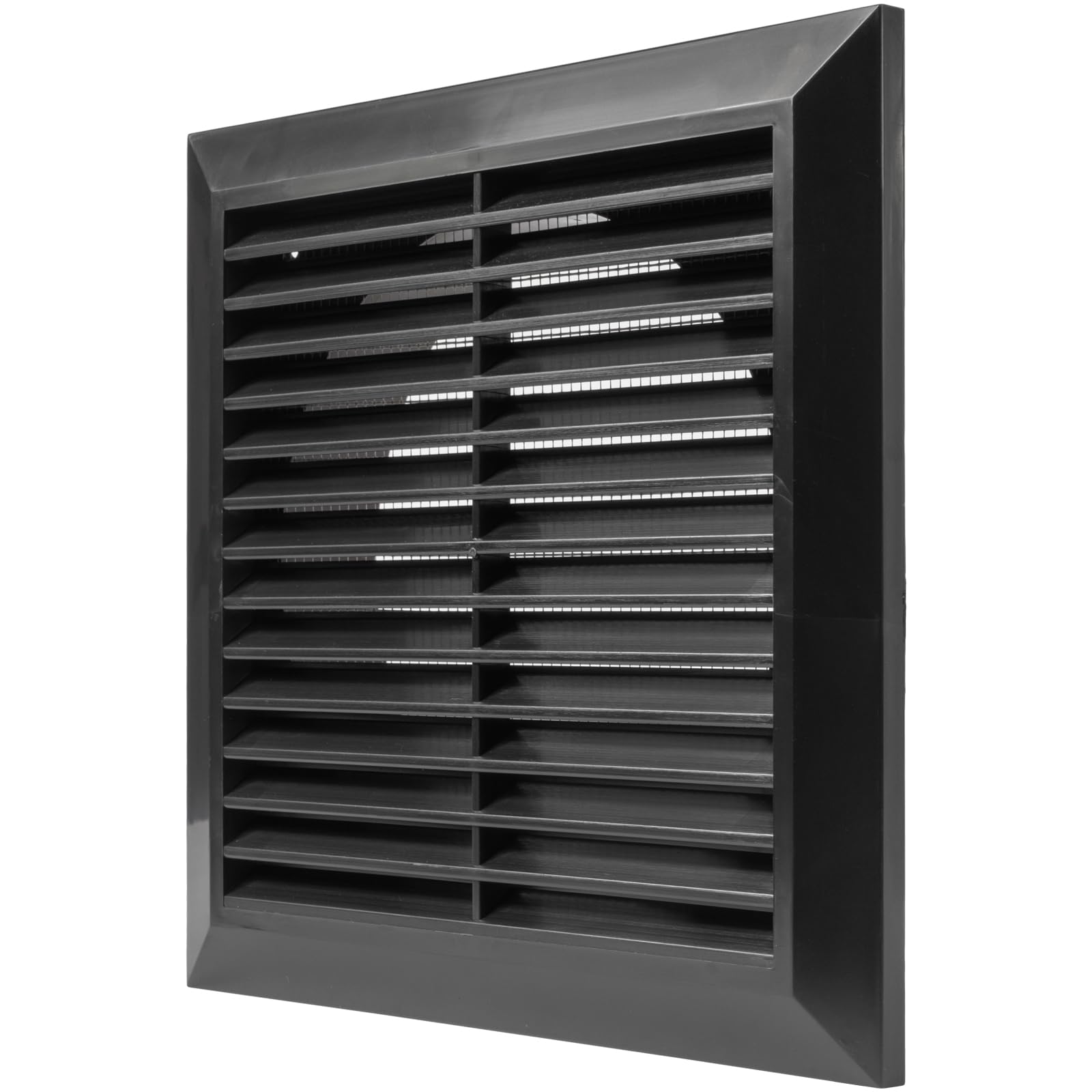 Vent Systems Ø6" Duct - 8" x 8" Inch Black Air Vent Cover - Bathroom Exhaust Vent Pipe - Louvered Outdoor Dryer Vent Cover - Black Ø150 mm (200 x 200 mm)