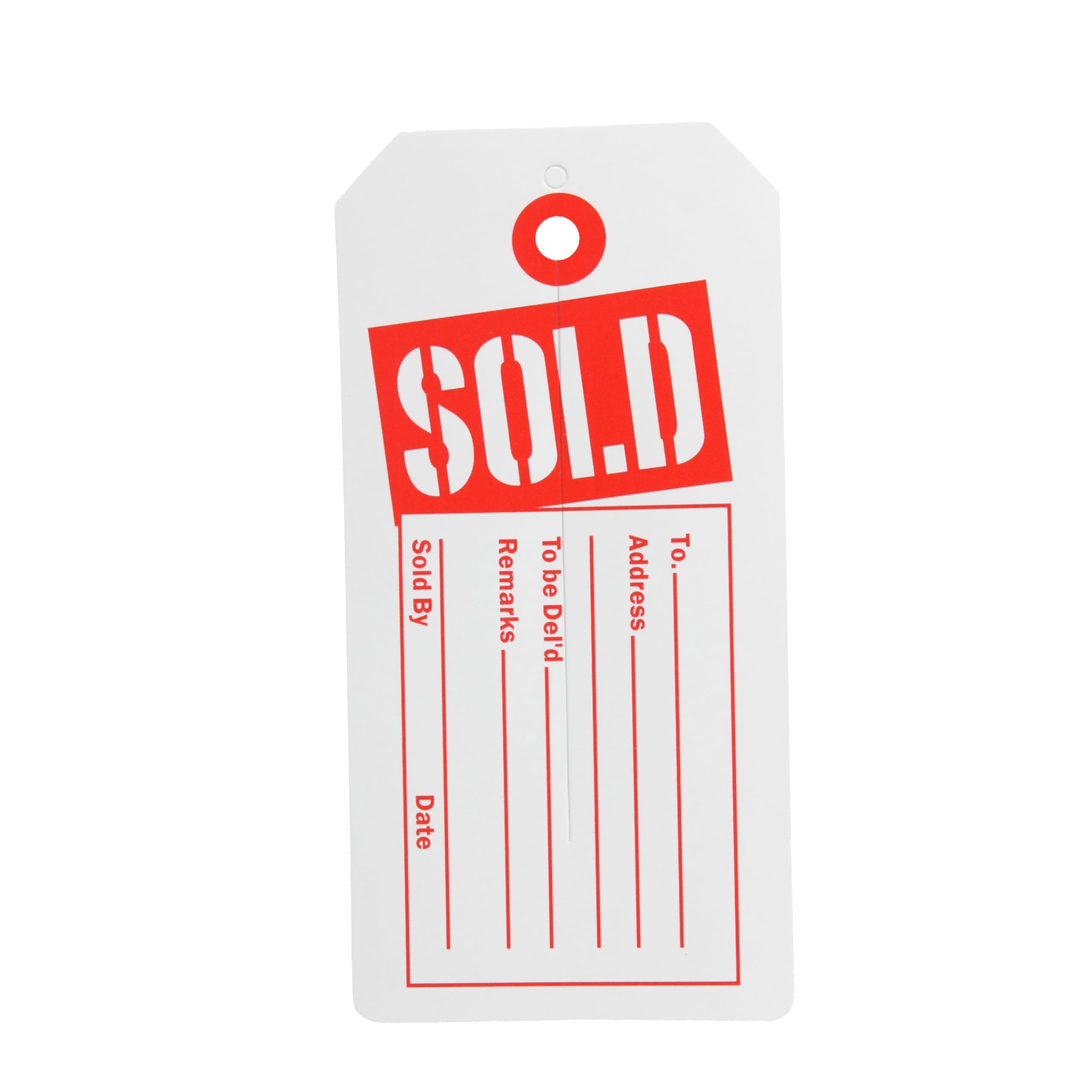 SSWBasics Red/White Sold Slit Tags (2-3/8"W x 4-3/4"H) - Box of 1,000