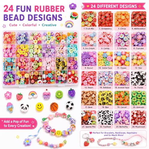 Image of Ambitieux Bracelet Making Kit for Kids & Girls | 4-in-1 Beads Craft Kit with Acrylic, Clay, Letter Beads, Charms & Accessories | DIY Jewellery Making Set for Girls Age 4-12 | Creative birthday Gift Kit (Beginner Craft kit)