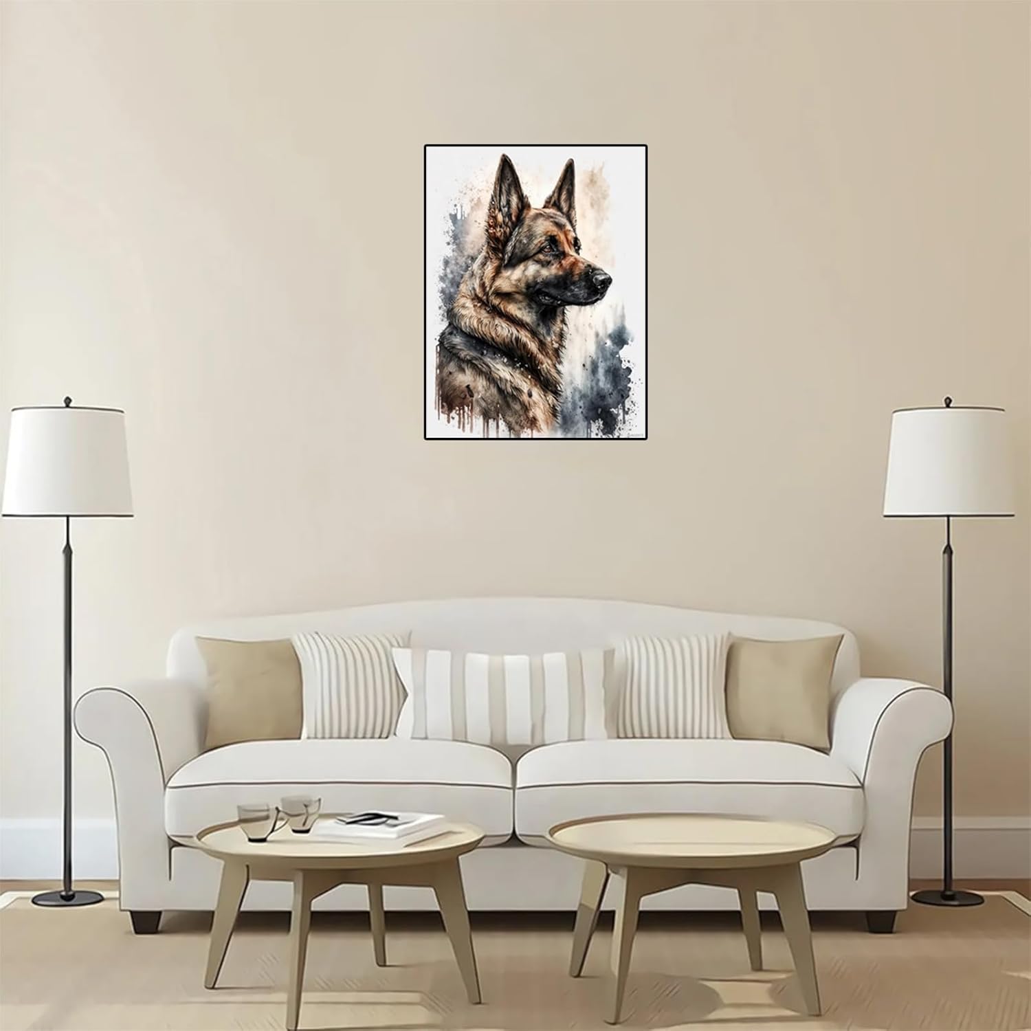PUAGEMTI Diamond Painting Kits for Adults, Watercolor German Shepherd Dog 5D DIY Diamond Art Kits Full Drill Diamond for Gift Wall Decor Gem Arts Magical Animals 12x16 inch