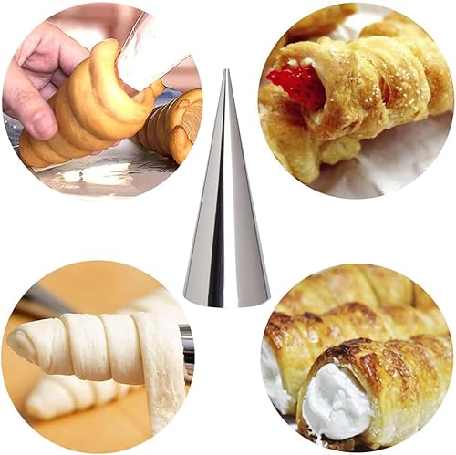 Miniatura 4 de Molde para pan de crema de acero inoxidable, molde cónico de cono de croissant antiadherente, tubos de pastelería daneses, moldes de helado para