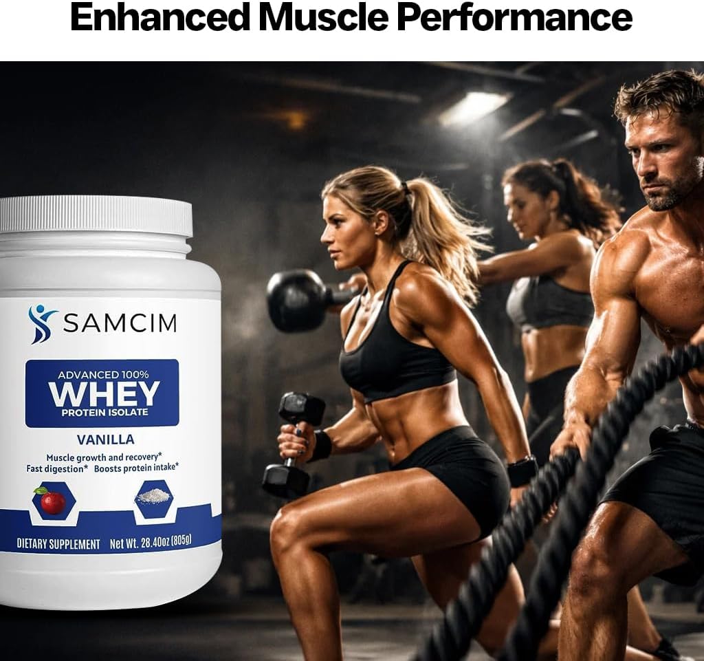 Advanced 100% Whey Protein Isolate, Vanilla Flavor, Protein Powder Supplement