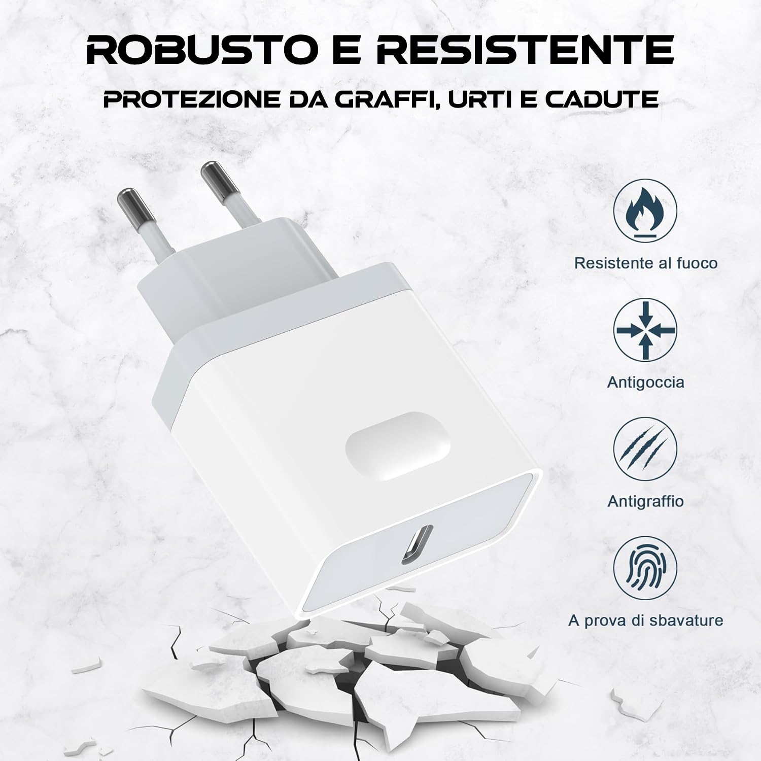 Caricatore USB C, 20W PD 3.0 Presa per iPhone 16/16 Pro/16 Pro Max/16 Plus/15/14/13/12/11, Samsung,Honor,Oppo,Tablet USBC Caricabatterie Rapido Alimentatore Spina Ricarica Adattatore Muro Spinotto