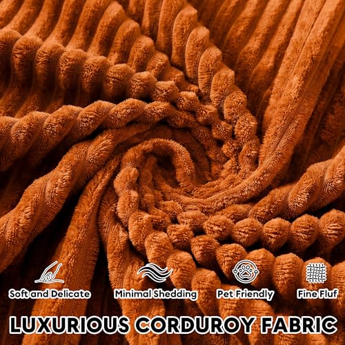 Image of Oversized Cloud Boneless Couch with Chaise, 149 inch Modern U Shape Modular Deep Seat Sectional Sofa, Comfy Corduroy Upholstered Couches for Living Room, No Assembly Required, Burnt Orange
