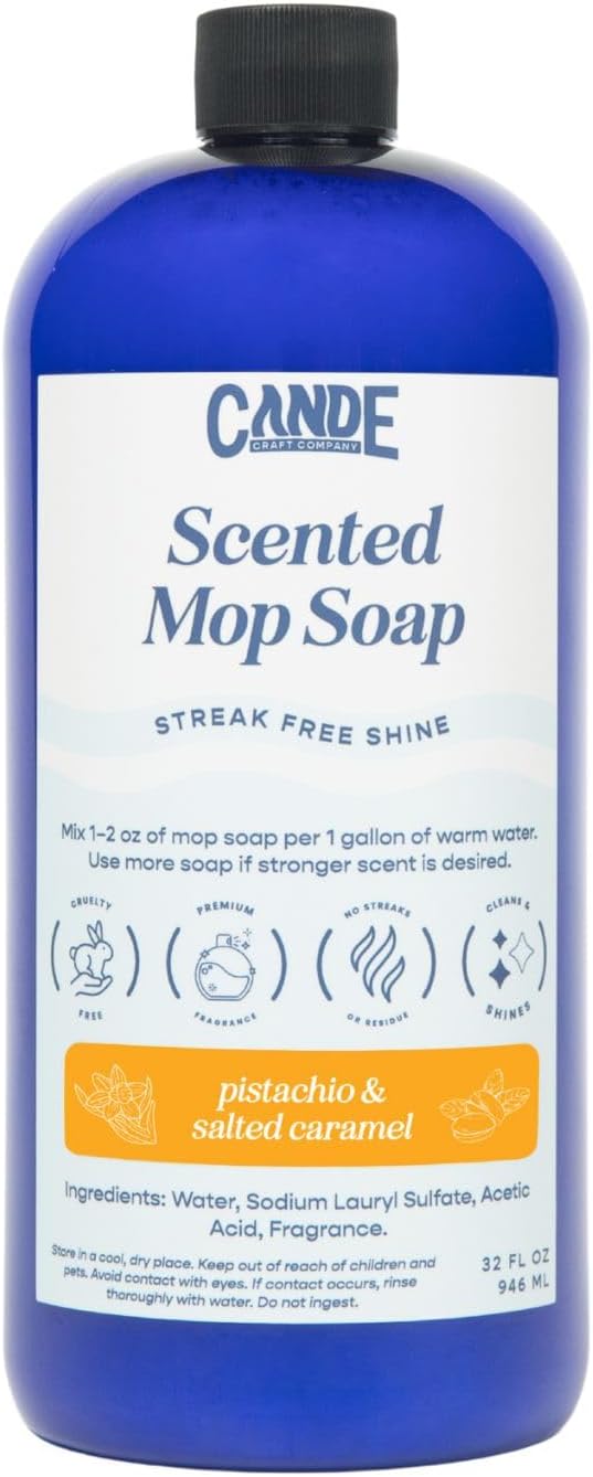 CANDECraftCo CANDE Mop Soap - Highly Scented Mop Soap, Luxury Floor Cleaner, Premium Fragranced Floor, Streak-Free Shine, 32 oz (Pistachio & Salted Caramel)