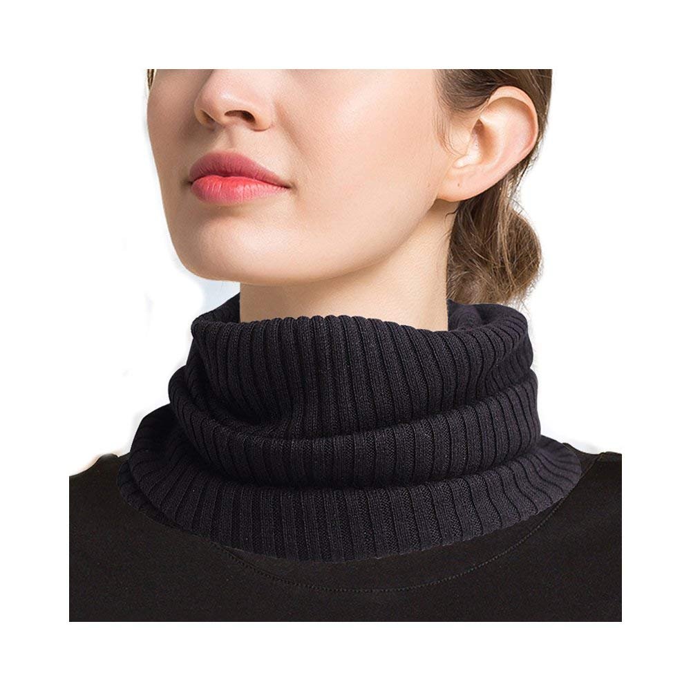 Uk_stone Women's Black 85% Silk 15% Cashmere Loop Scarf Neckerchief Plain Tube Scarf Hat Removable Collar, Größe:17*17*43 Cm (6,63" X 6,63" X16,77 ")