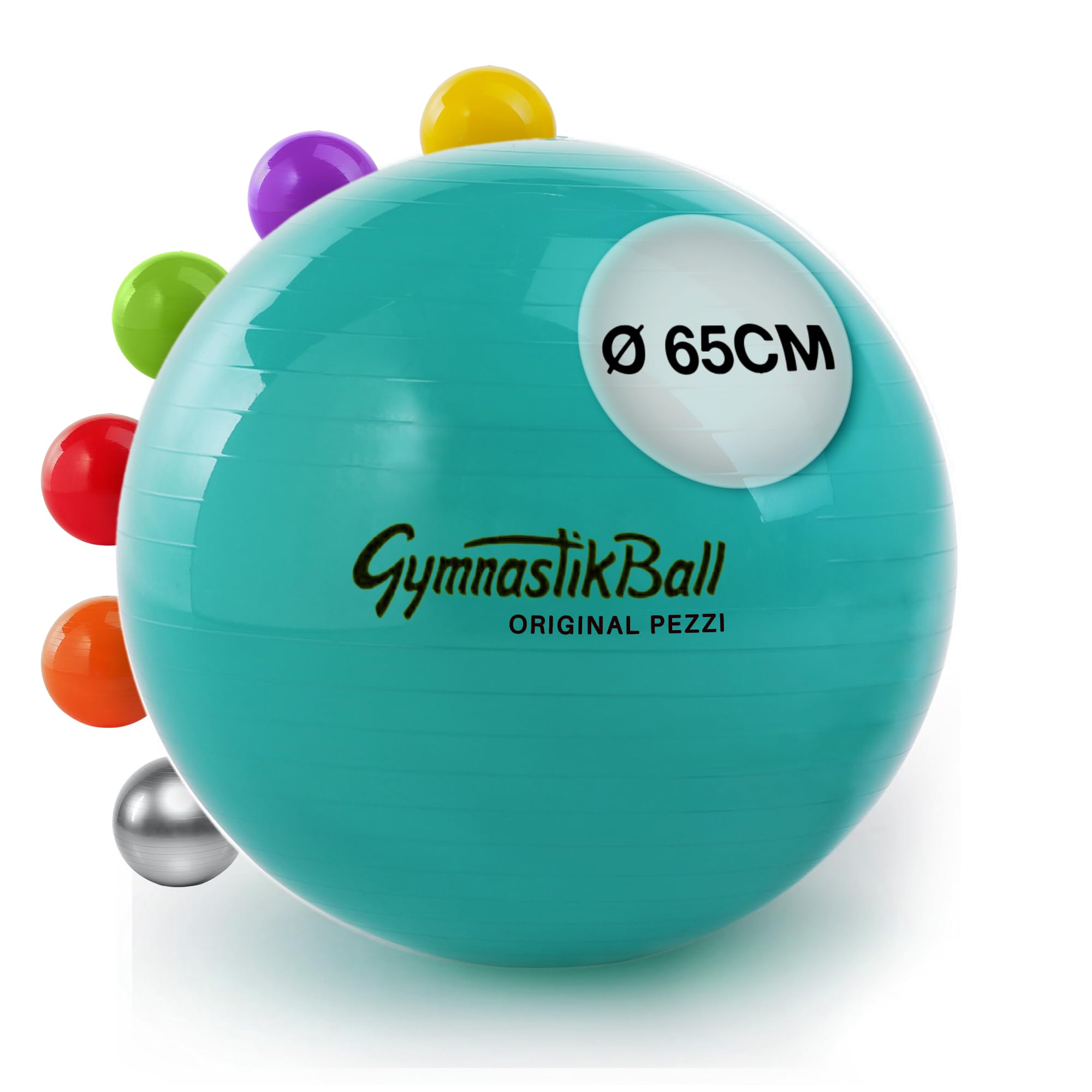 PEZZI - Gymnastikball Original Pezziball Standard 42-75cm Ø – Sitzball für Therapie, Sport & Büro - Universeller Trainingsball aus robustem PVC belastbar bis 400 kg wählbar