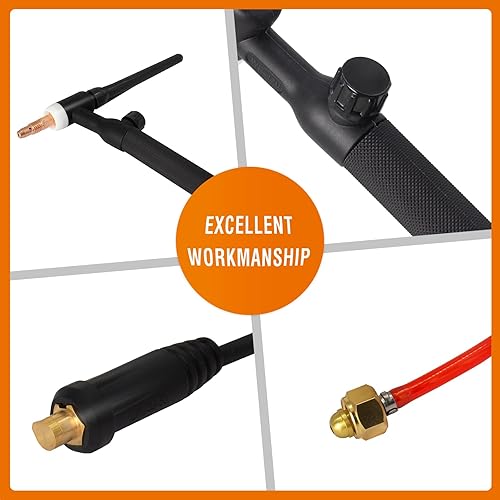 Uweld TIG Pistola de soldadura, 150A WP17V argón TIG antorcha con manguera de aire roja, antorcha TIG de elevación refrigerada por aire 35-50mm