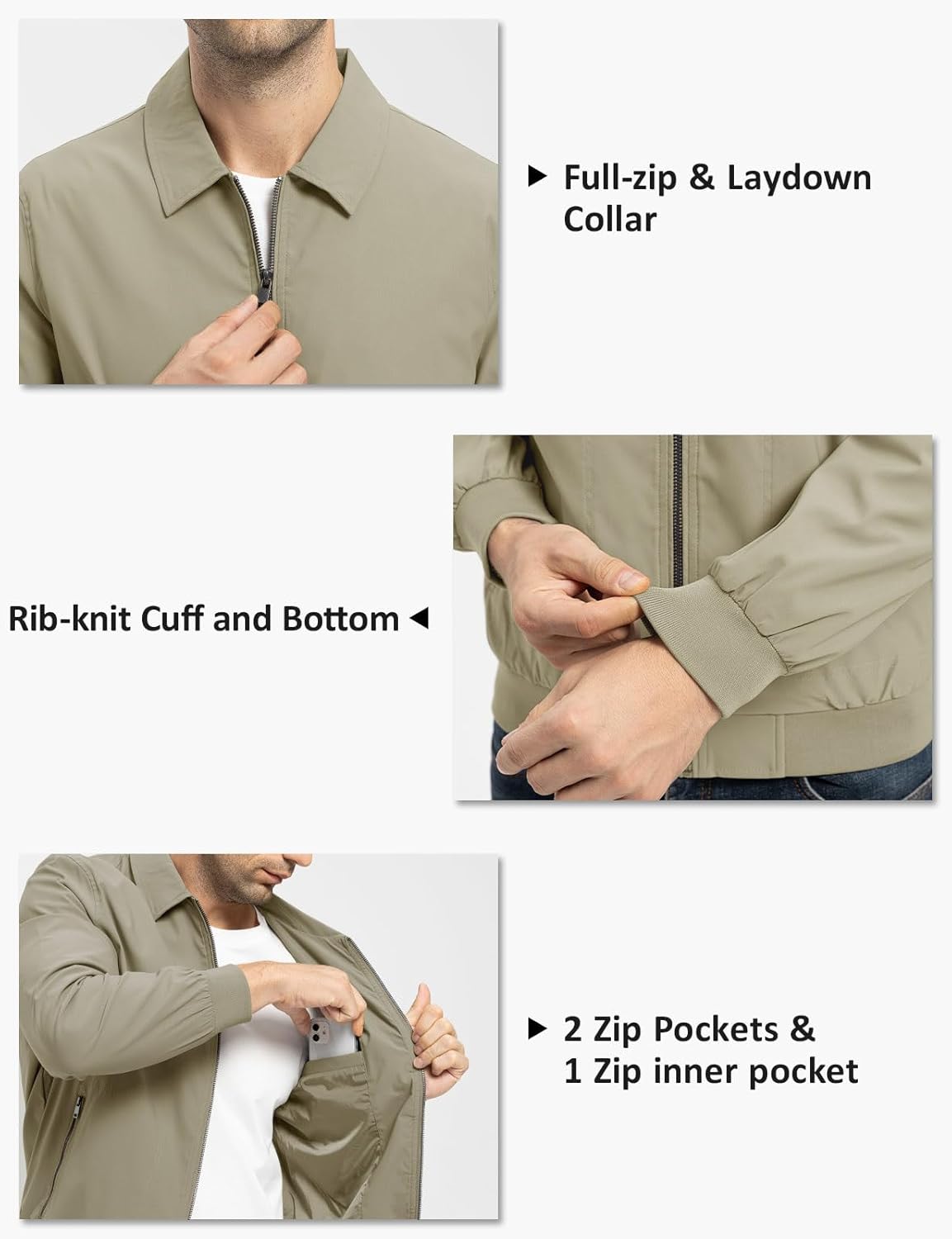 TBMPOY Mens Lightweight Jackets Casual Stylish Windbreakers for Men Light Track Jacket Laydown Collar Fall Golf Coats - Image 5