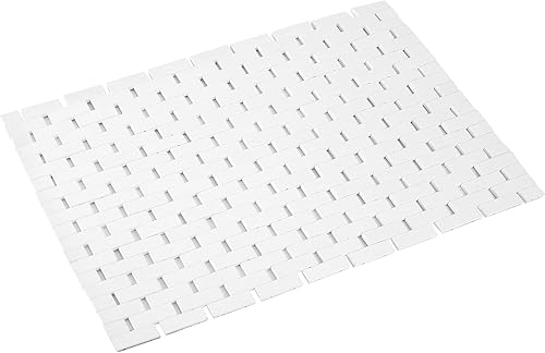 Alfombra de baño de bambú, alfombra de baño, ducha de madera, impermeable, antideslizante, accesorios de 16 x 24 pulgadas, fácil de limpiar, color