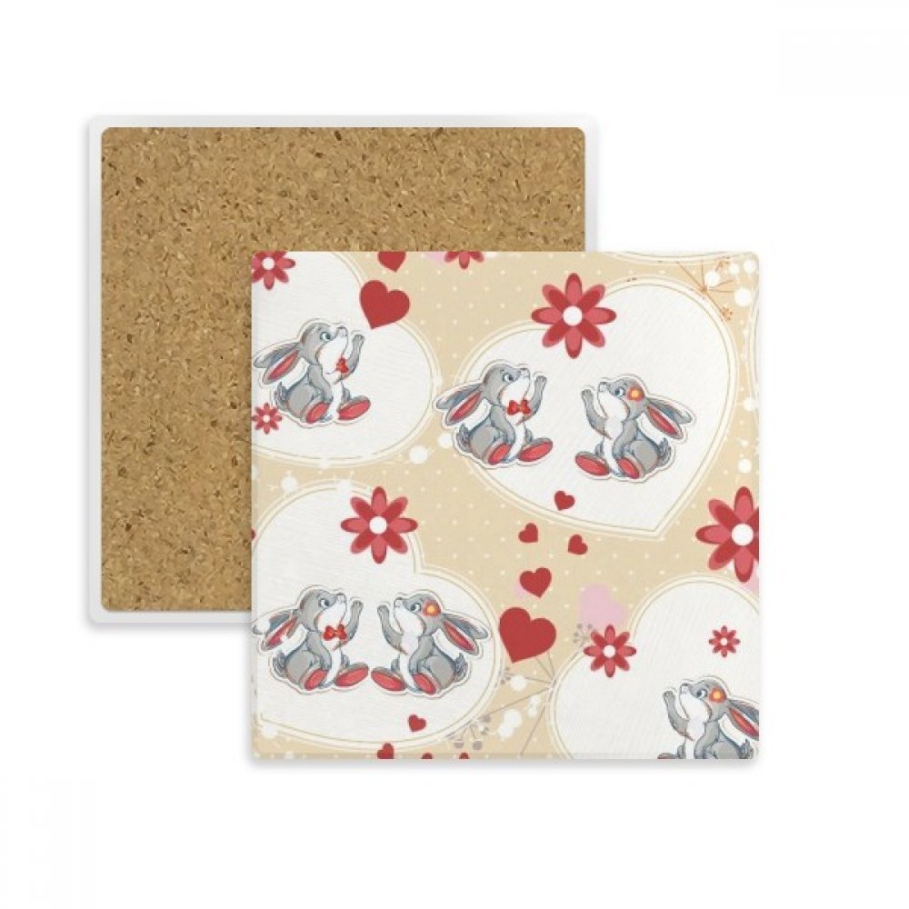 Sous-verre absorbant en pierre avec motif de lapin gris pour tasse et boisson