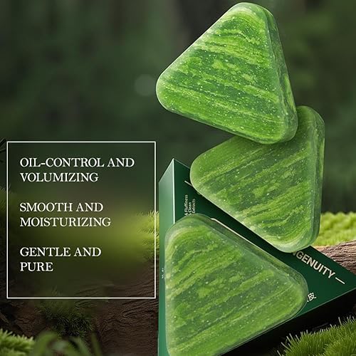 Miniatura 6 de Barra de champú Nature Triangle de 2 piezas, champú de jabón verde Nature Seve, barra de hierba Usman, solución perfecta para un crecimiento