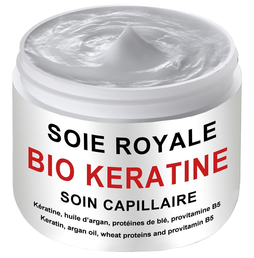 Soin Capillaire BIO KERATINE 250 ml Masque Naturel Répare Hydrate Nourrit Démêle Lisse tous types de cheveux Offert 1 Sérum Soie Royale BIO Cure Soyeuse 15 ml