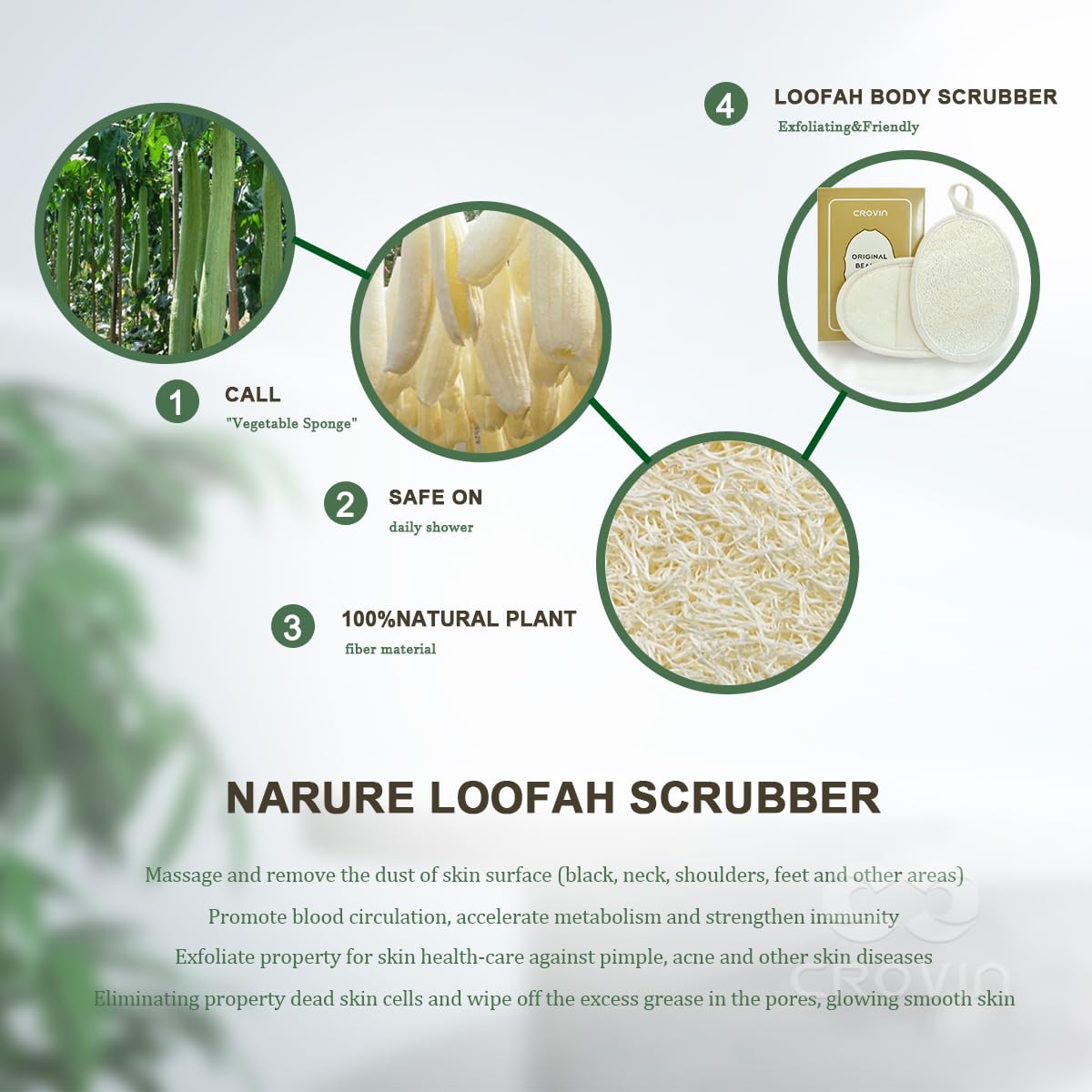 Loofah Pads złuszczający peeling do ciała luffa, 100% naturalna gąbka do kąpieli dla mężczyzn i kobiet, SPA, 6 sztuk, zestaw Luffa, idealna do kąpieli pod prysznic