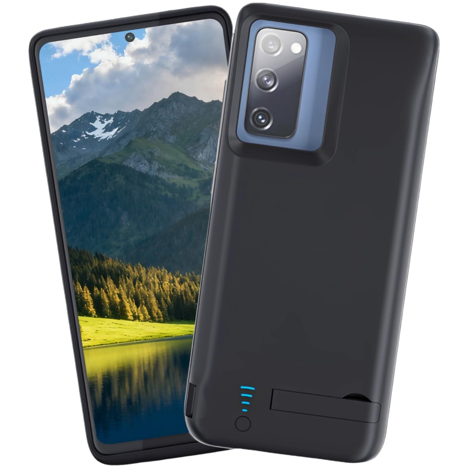 Tragbare 5000-mAh-Akkuhülle für S20 Fe, Full-Edge-Design, Ständer, Mattschwarz