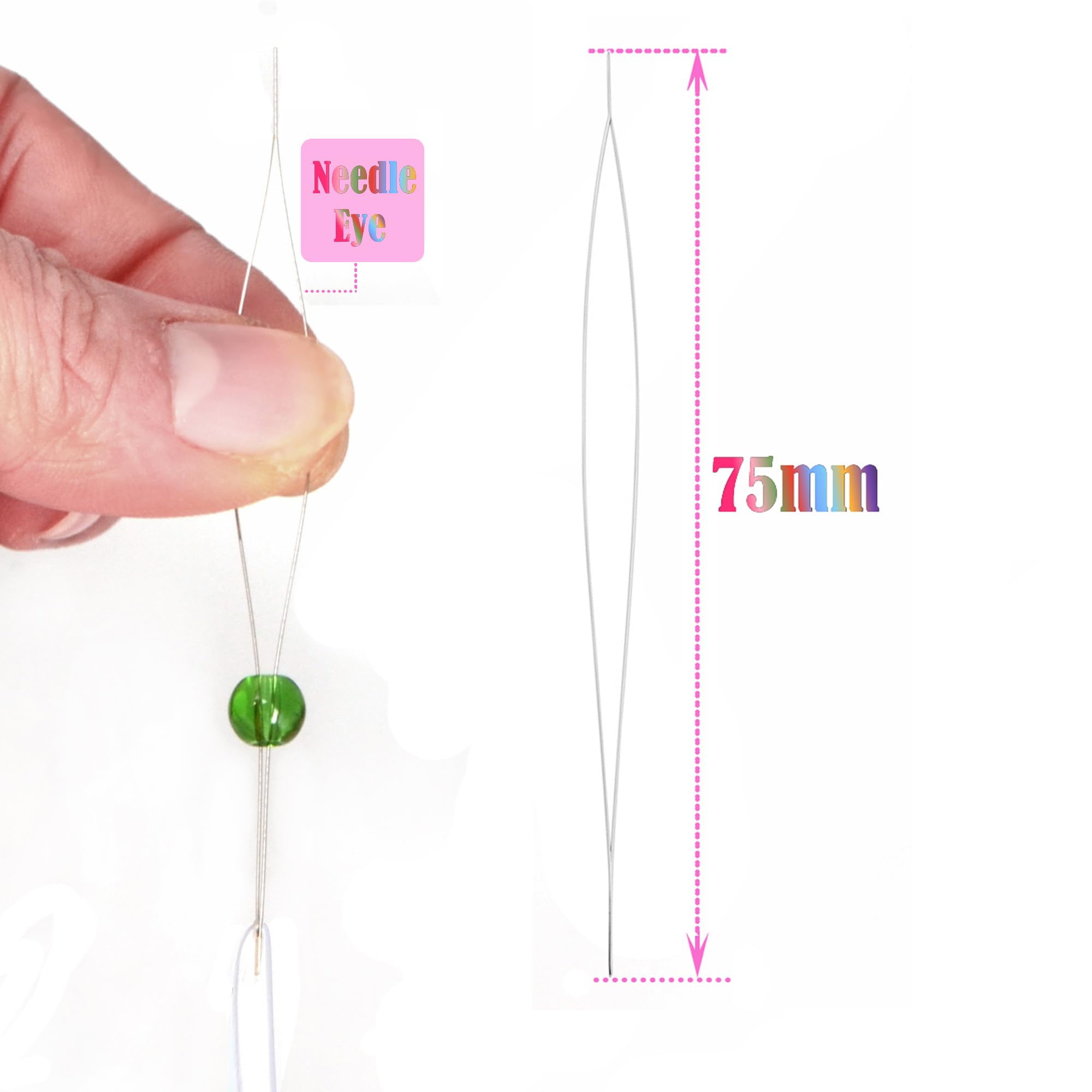 LPBeads 12 rollos de cordón elástico de 0,8 mm para hacer pulseras y joyas con agujas de cuentas y regla