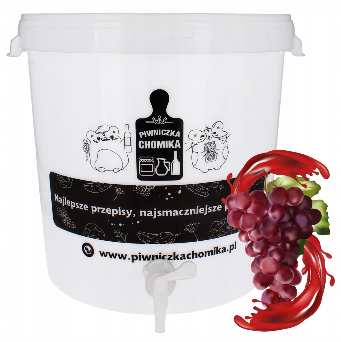 Made in home 30 l pojemnik do fermentacji z pokrywką, kranem, rurą i uszczelką