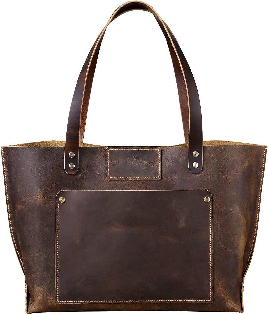 Vintage leather extra large tote bags, brown genuine leather tote bags for work, leather big designer totes
