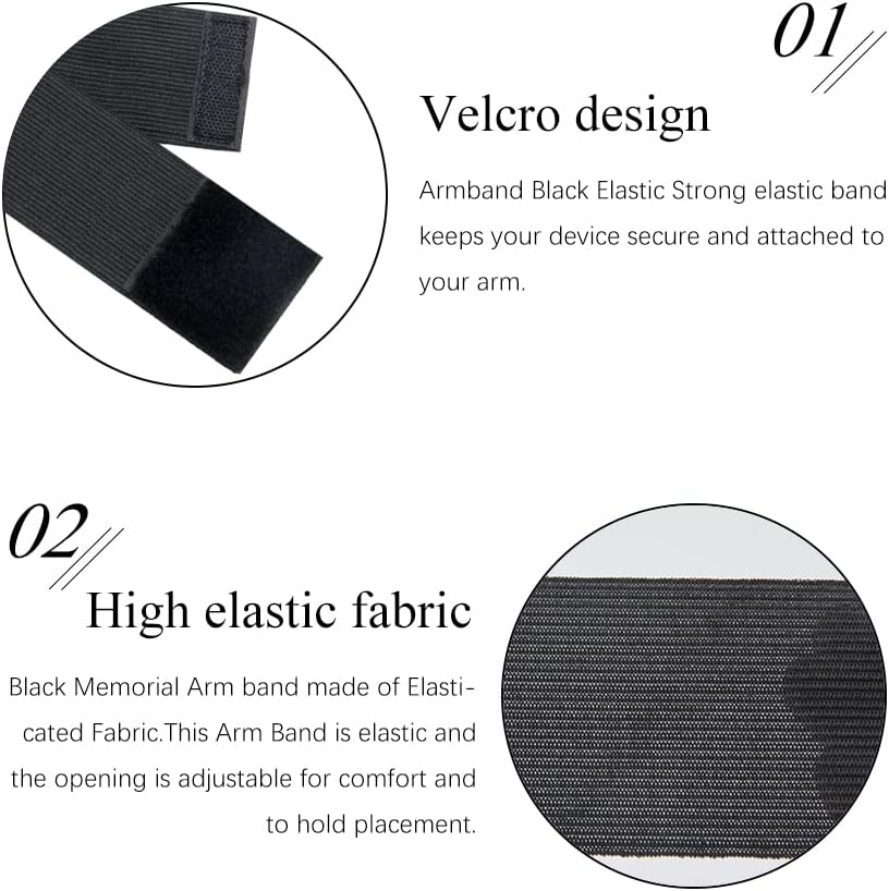 Pilikoll 15 Pcs Adjustable Elastic Armband Black Funeral Mourning Armband Open Arm band Arm band Captains Arm Band for Sport Football Basketball Soccer Memorial Respect - Image 4