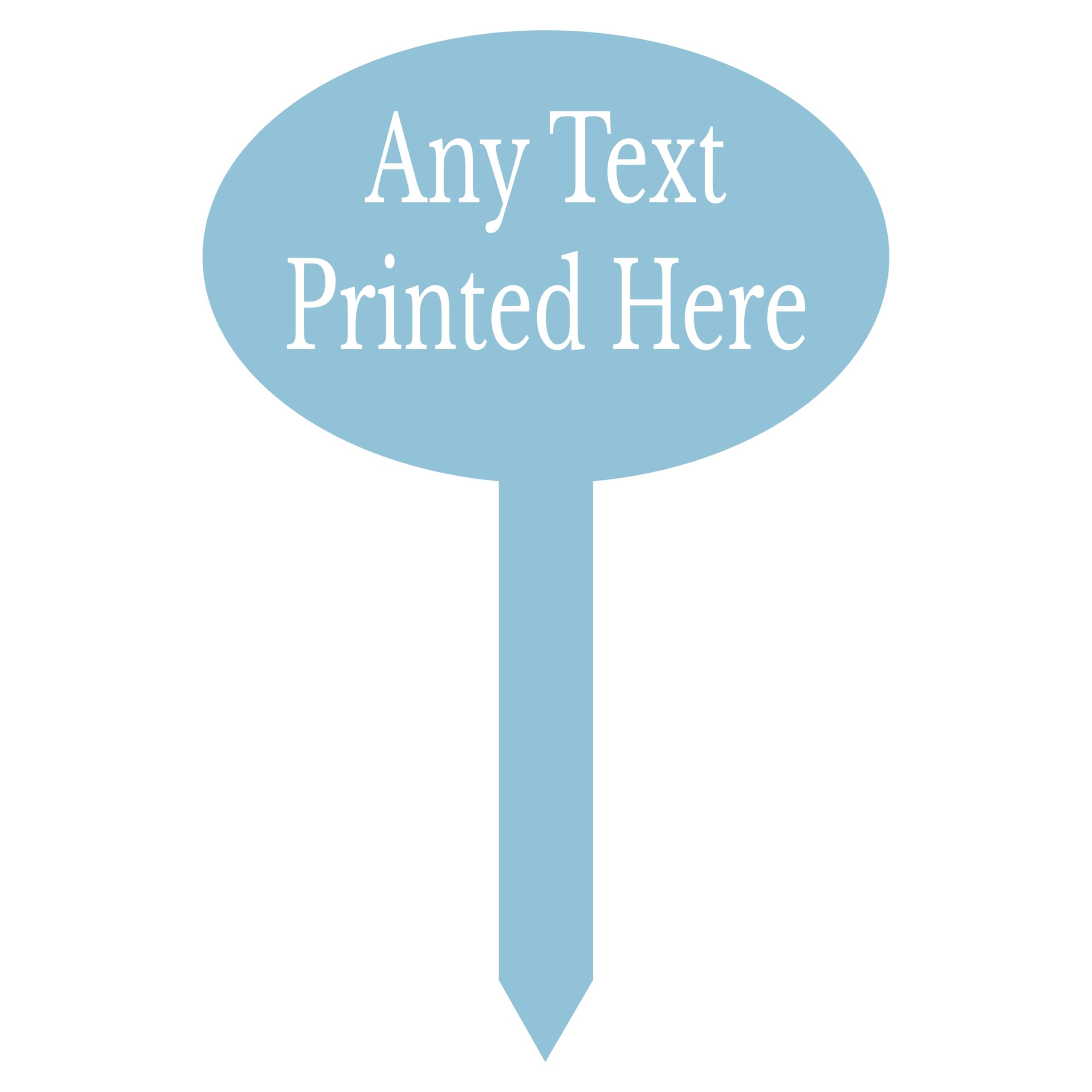 1stclassgifts Personalised Oval Garden Stake Spike Sign Marker Any Text Selectio Of Colours Available (UV PRINTED) (Baby Blue)
