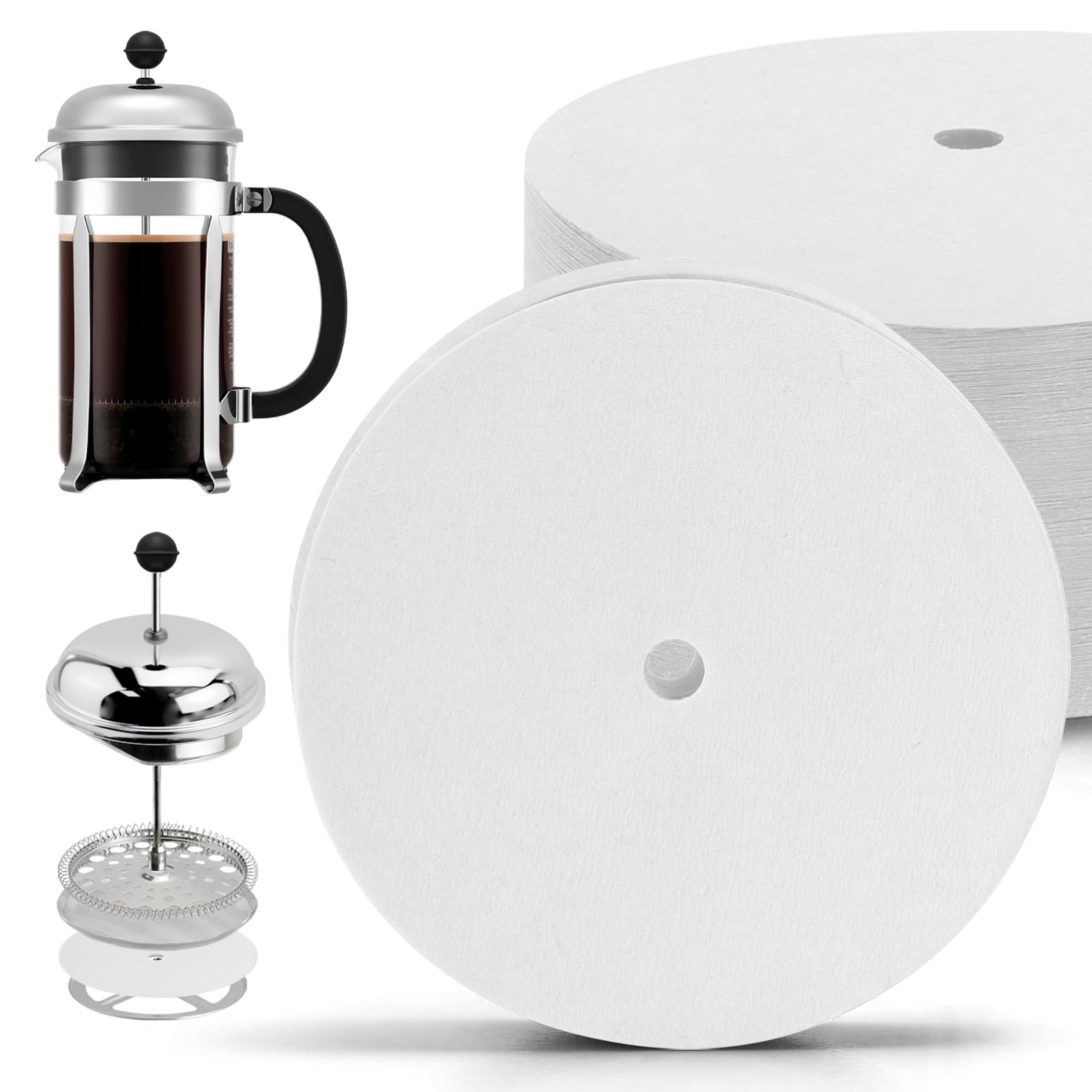 150 Pcs Disposable Coffee Filters for Bodum French Press 34 Oz | White Percolator Filters…