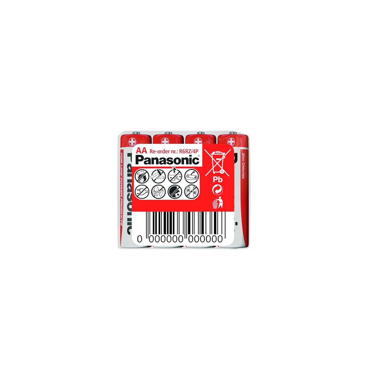 4 x Panasonic AA R6 Zinc Carbon Batteries