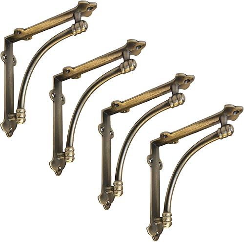 Miniatura 39 de NACH Soportes decorativos para estantes, paquete de 2 soportes de estante de hierro fundido de metal antiguo de 9.6 x 1.7 x 9.6 pulgadas, soportes