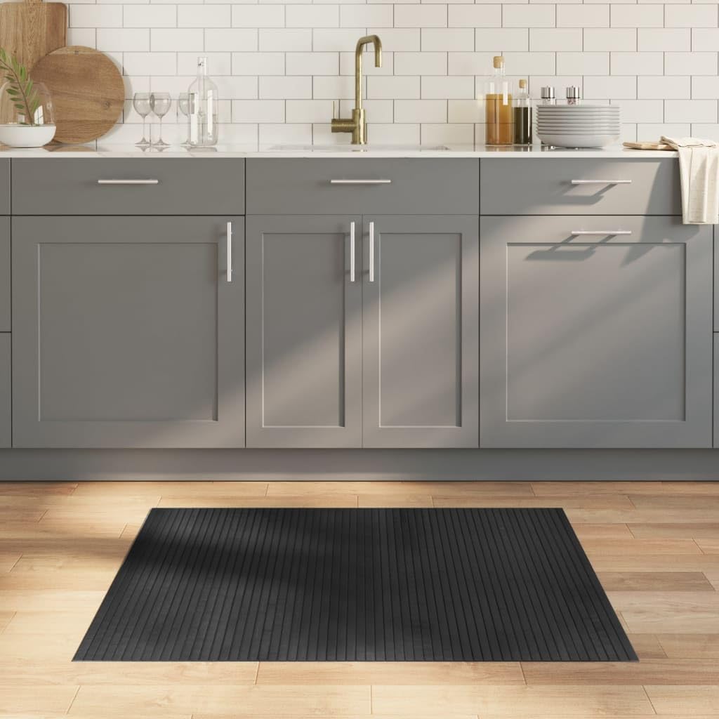 Tapis en bambou naturel premium gris 80 x 100 cm design moderne