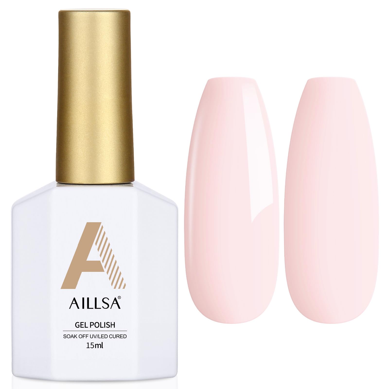 Amazon.com : AILLSA White Pink Gel Nail Polish Nude Barely