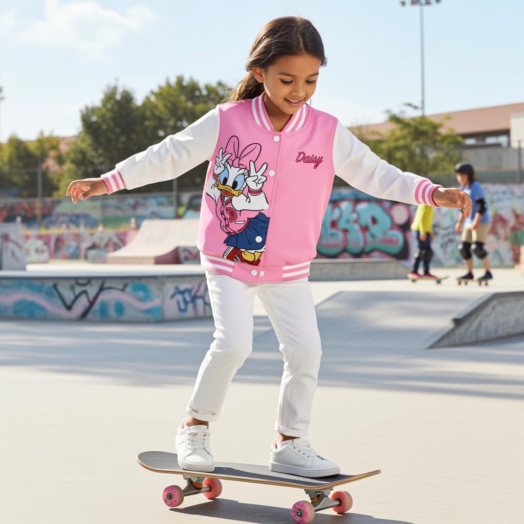 Disney Minnie Mickey Stitch Princess Frozen Elsa Marvel Jacket Lightweight Coat Button up Color Block Sweatshirt 2-14 Years - Image 6