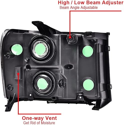 Vista 59 de PIT66 Conjunto de faros delanteros compatible con GMC Sierra 1500 2500HD 3500HD 3500HD 2007-2013, faros halógenos laterales del conductor