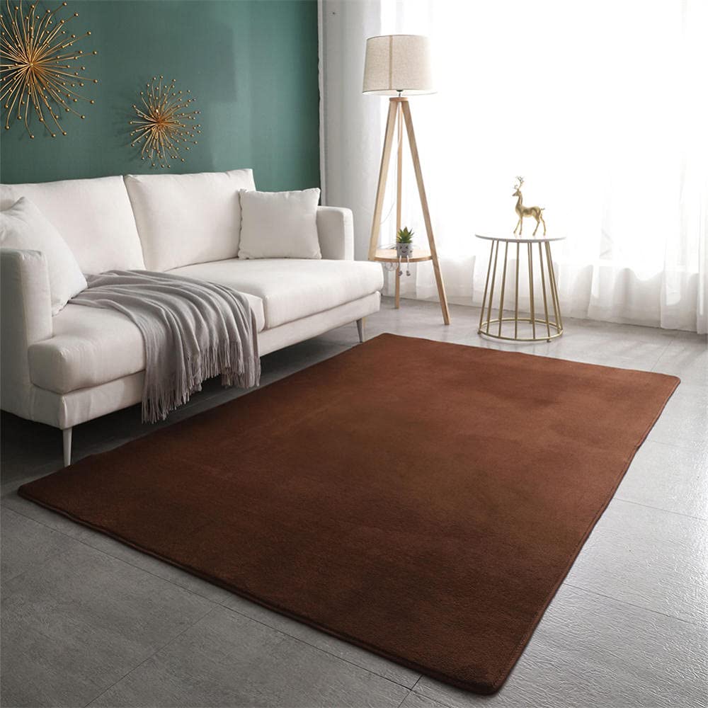 Grand Tapis Décoratif Abstrait LUNEZY Marron pour Salon et Chambre Cosy