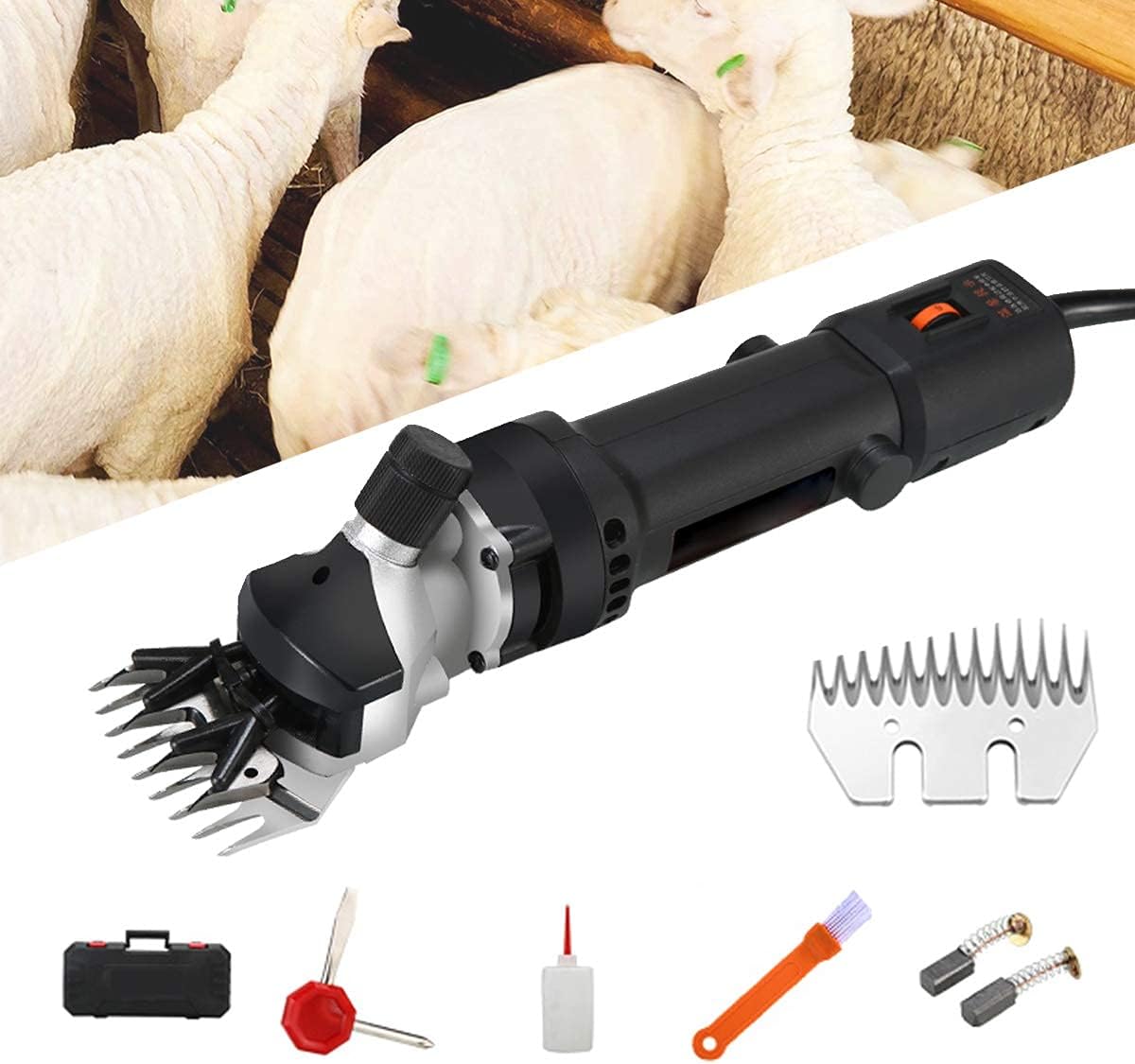 2800W Handheld Electric Sheep Shears Professional Electric Wool Clippers Mini Wool Trimmer with High-Power Copper Motor for Alpaca Goat Cow Horse